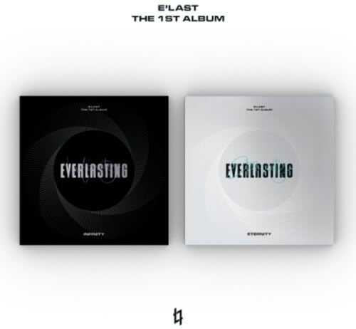 E'LAST album "Everlasting" shown as two contrasting black and white covers.