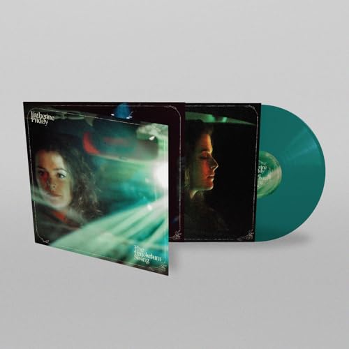Katherine Priddy’s “The Pendulum Swing” vinyl record with teal disc and cover art.