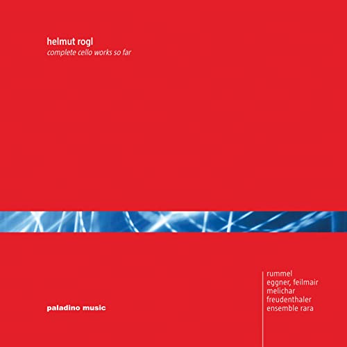 Red album cover with blue abstract lines and white text details.
