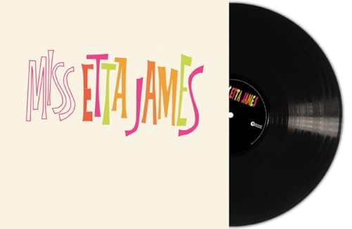 Etta James vinyl record with colorful Miss Etta James text on a cream background.