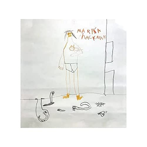 Childlike drawing of a figure with text "Marika Hackman" above.