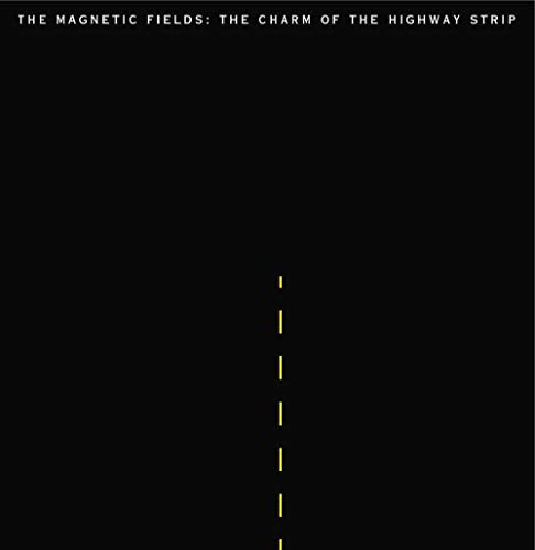 Black album cover with a yellow dashed highway line vertically centered.