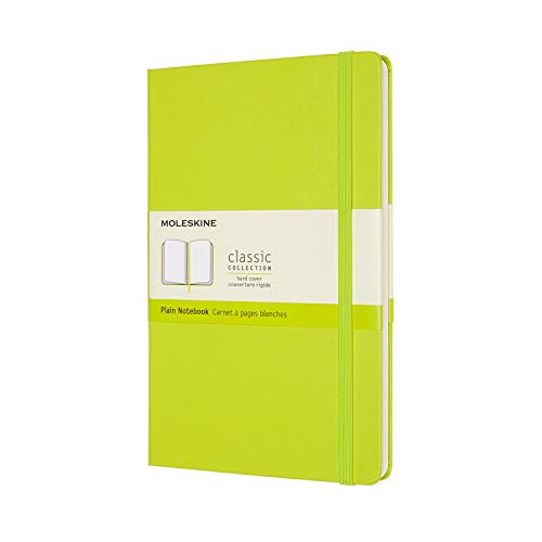 Moleskine - Classic Notebook, Plain Notebook, Hard Cover And Elastic Closure, Size Large 13 X 21 Cm, Colour Lemon Green, 240 Pages