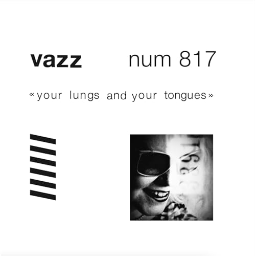 Vazz album cover with black and white portrait of a person in sunglasses.