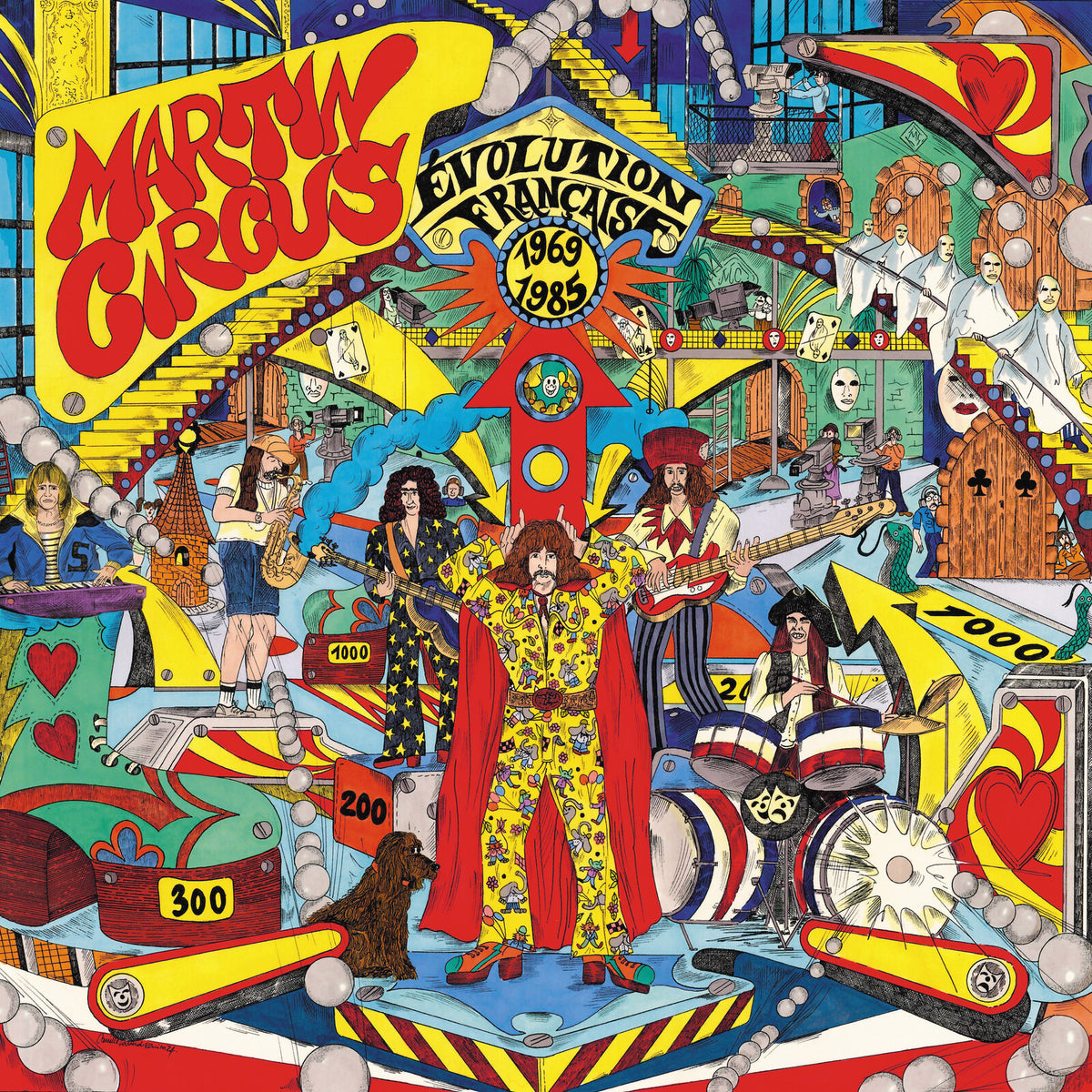 Colorful, detailed album cover for Martin Circus’ “Evolution Francaise” CD.