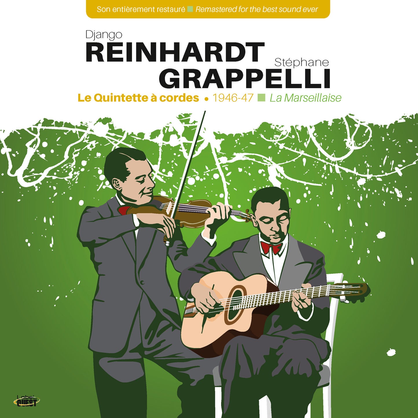 Album cover featuring Django Reinhardt playing violin and Stéphane Grappelli with guitar.