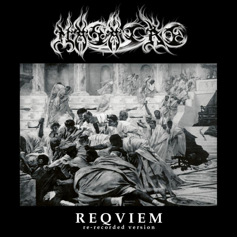 CD cover for "Masacre - Reqviem" featuring a historical, grayscale painting.