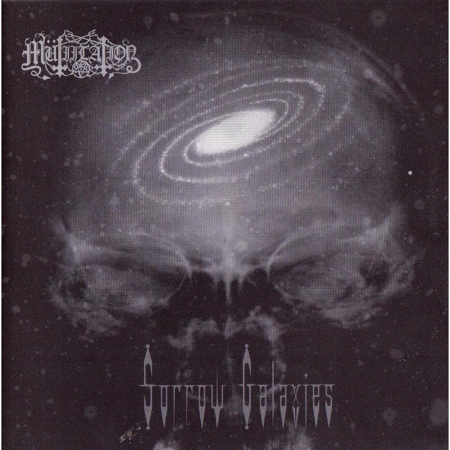 CD cover: dark galaxy image with a screaming face below text.