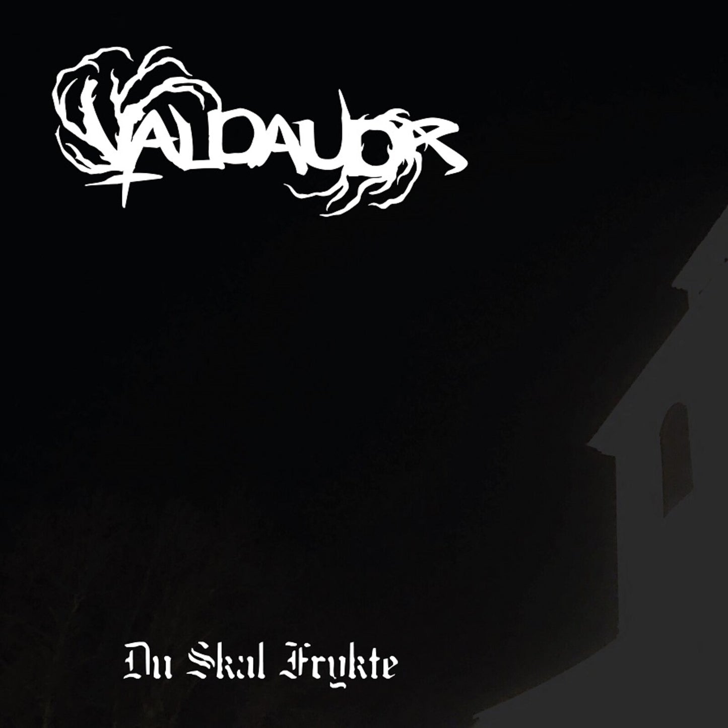 Black album cover with white band name "Valdaudr" and gothic lettering.