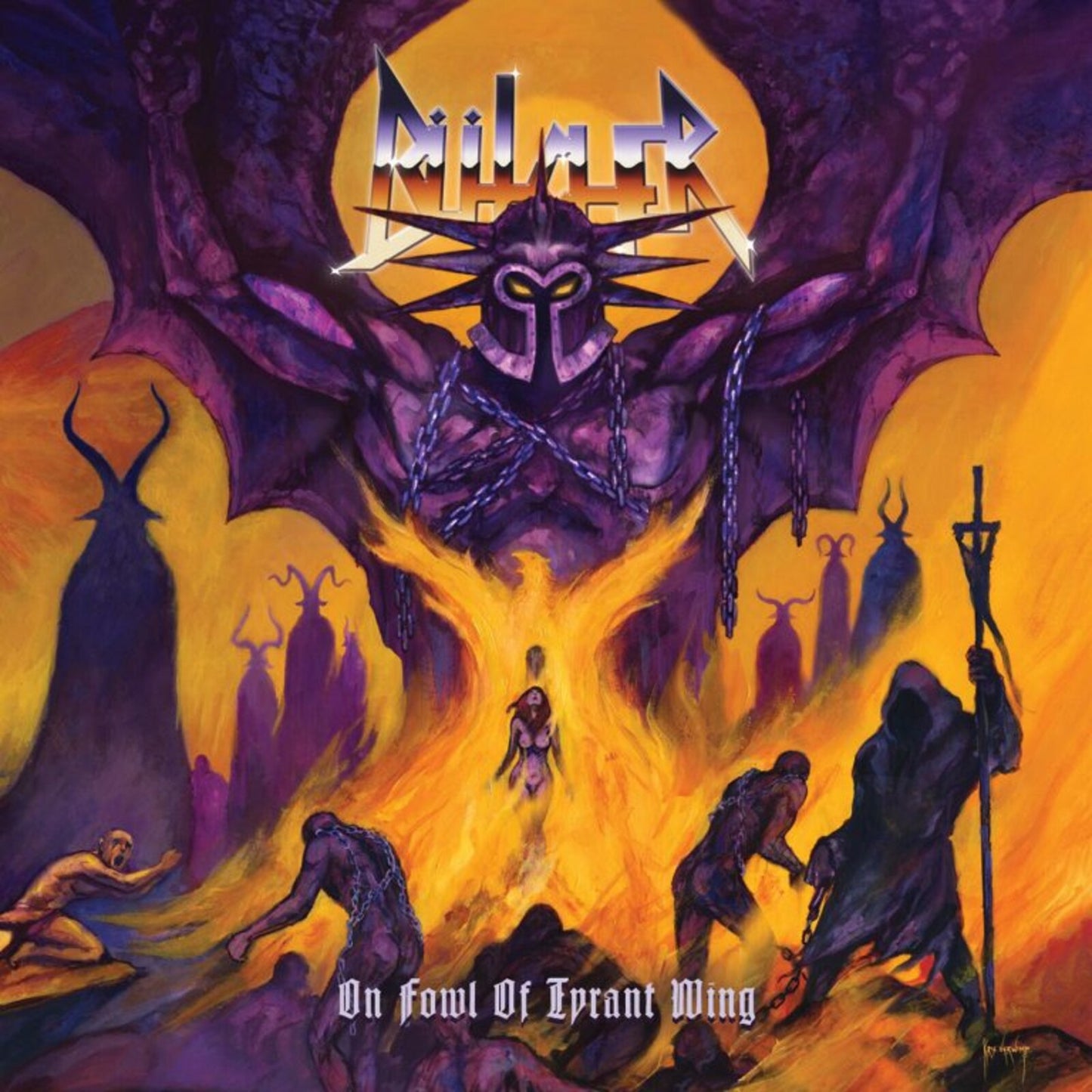 Butcher album cover: demonic figure over a fiery, desolate landscape.