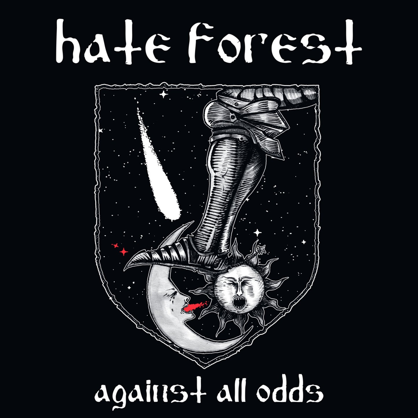 CD cover: black background with a gothic, illustrated crest design.