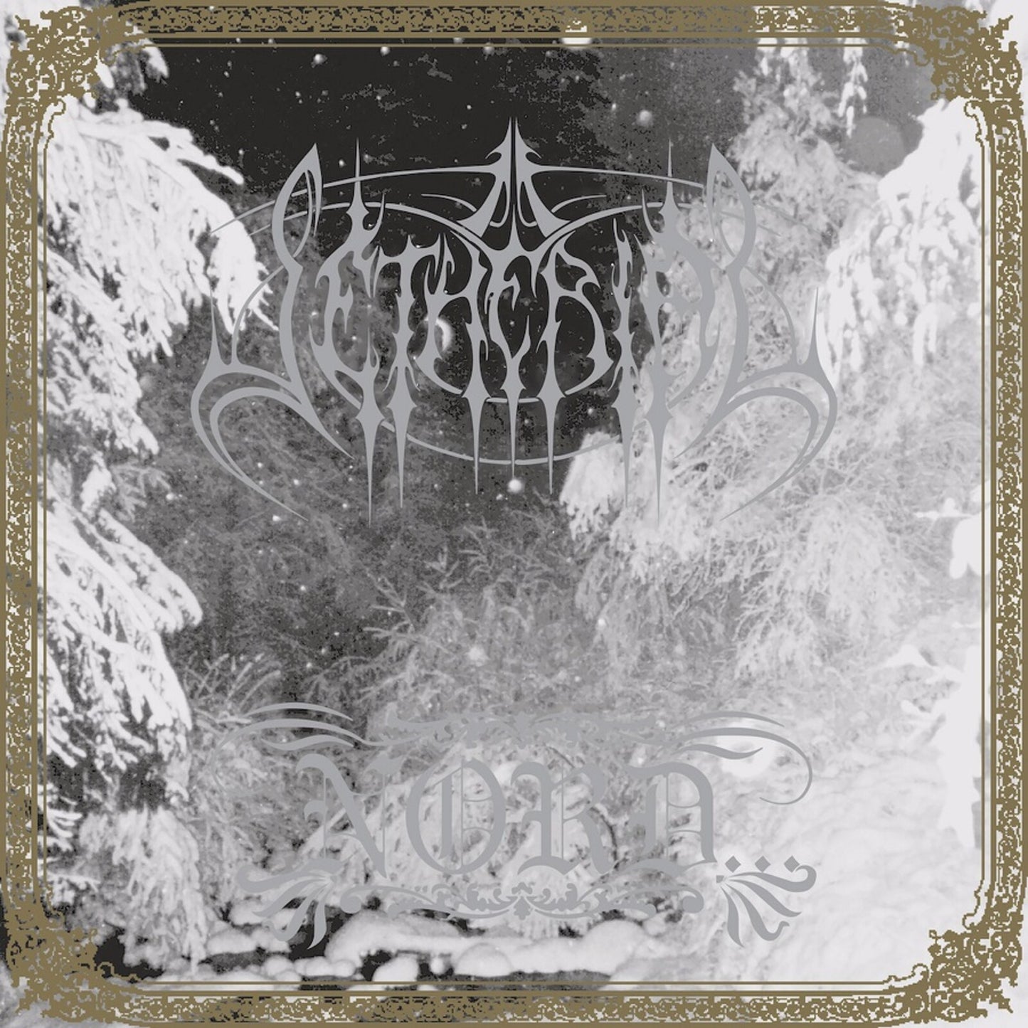 Nord album cover: snowy landscape with ornate, dark metal band logo.