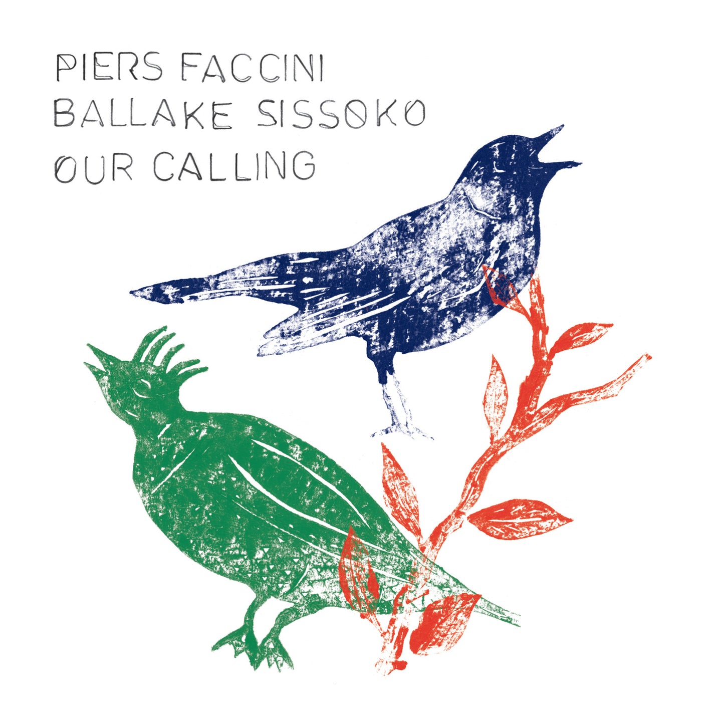 CD cover with illustration of two birds on branches, blue and green.