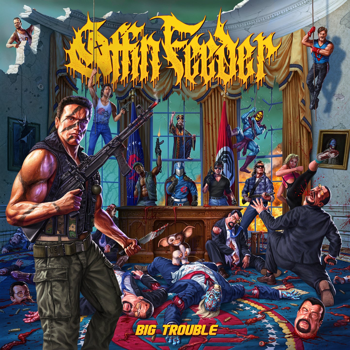 CD cover: chaotic, violent scene with armed figures in a destroyed room.