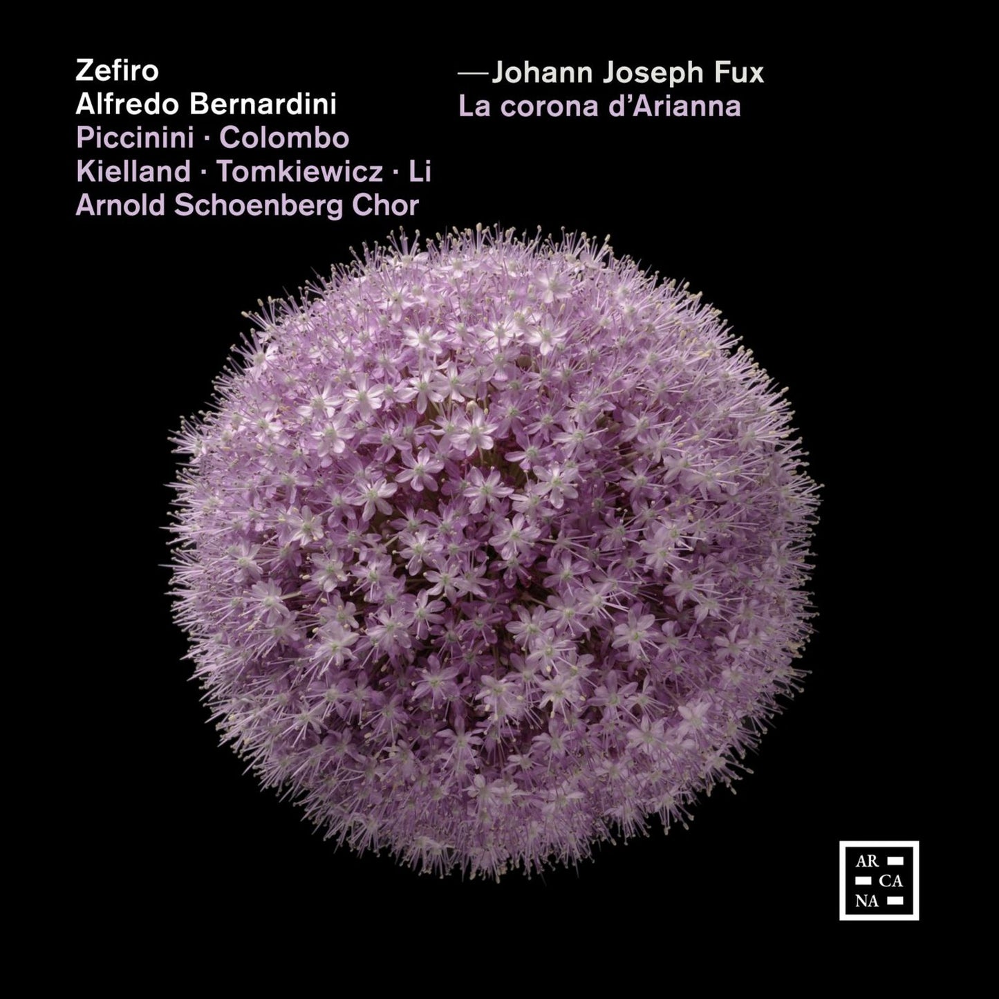 CD cover: purple allium flower with text listing composers and performers.