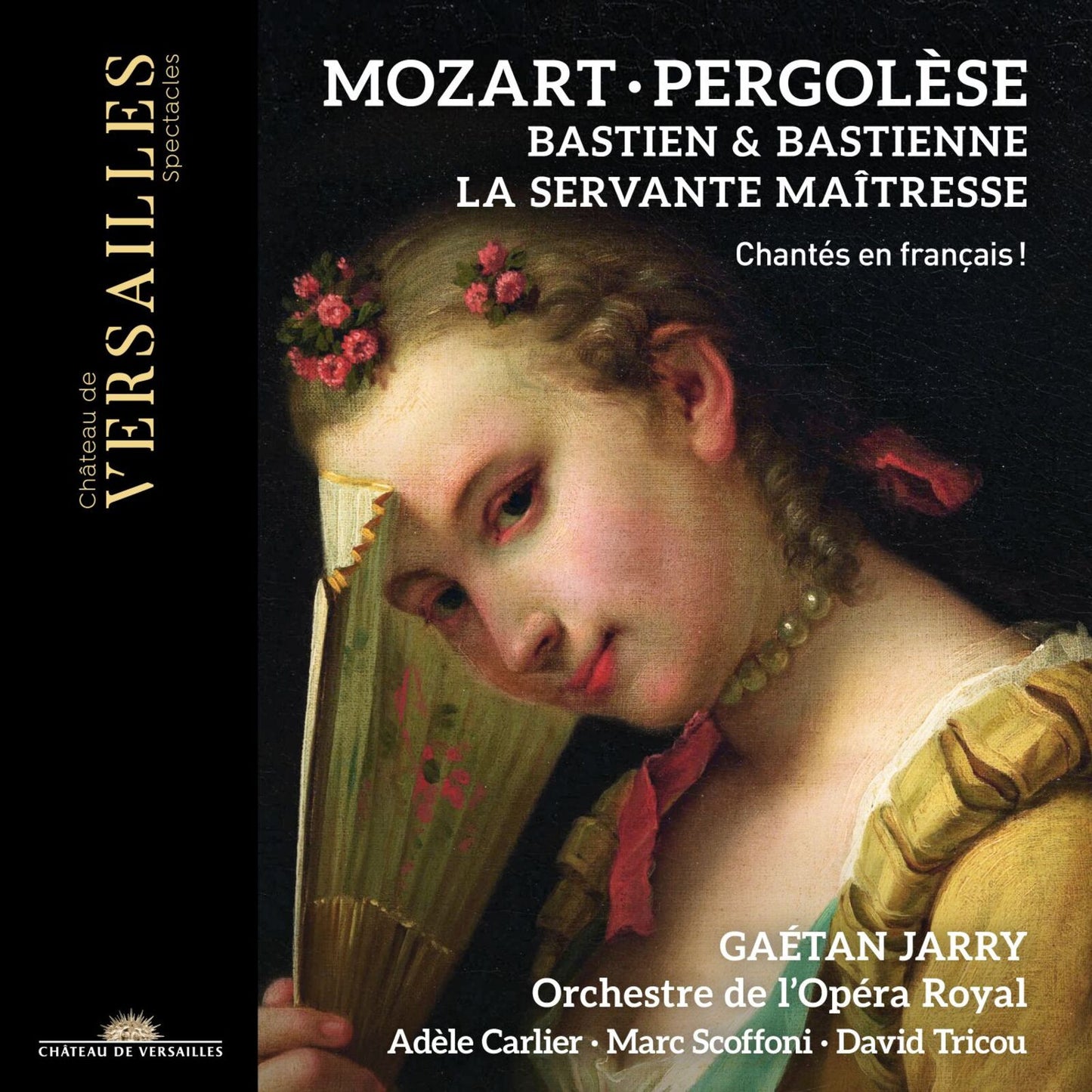 CD cover featuring classical portraiture and text: Mozart & Pergolèse operas.