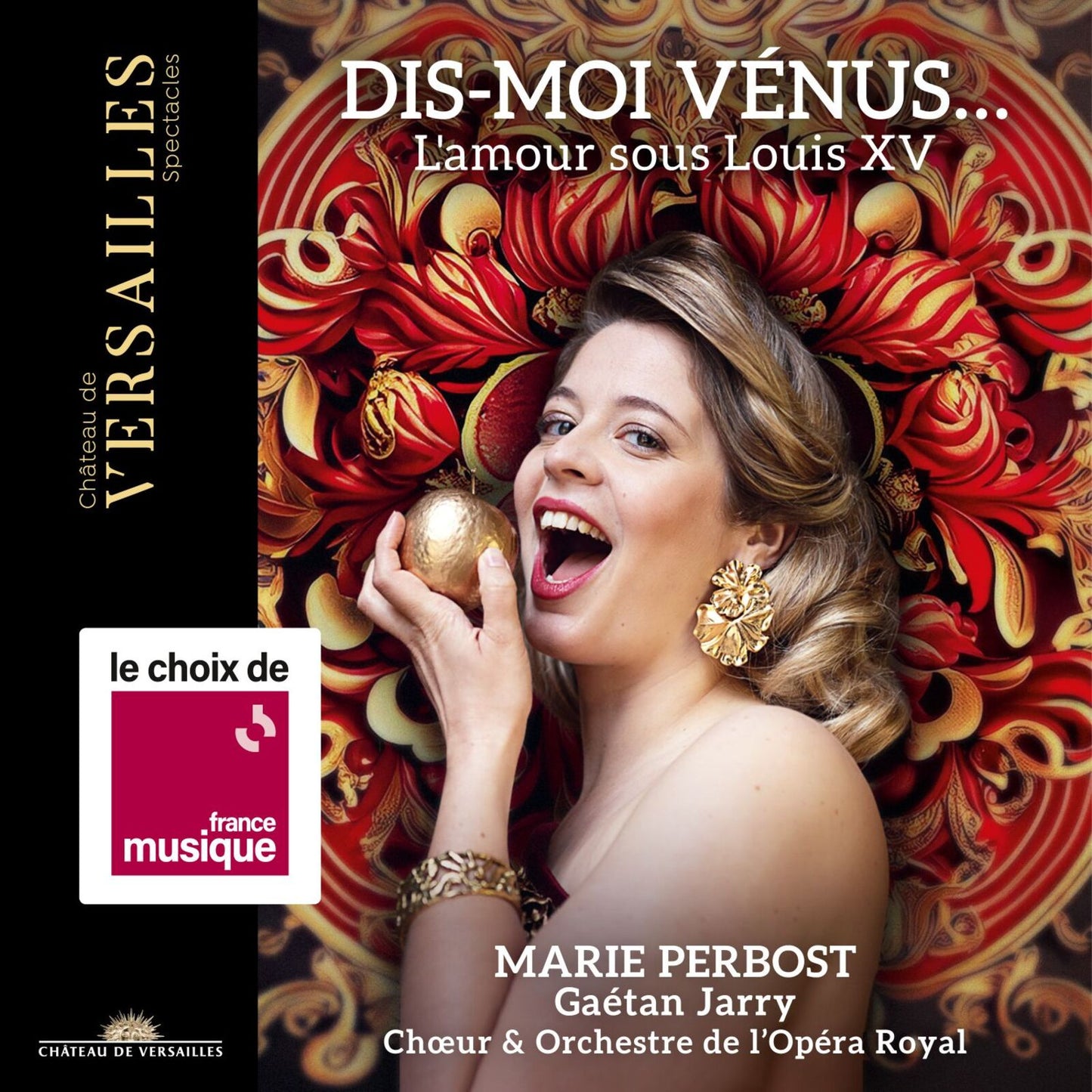 CD cover: woman in red dress with ornate gold and red background.
