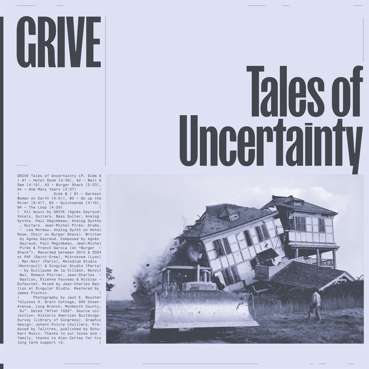Vinyl record for Grive’s “Tales Of Uncertainty” with abstract cover art.