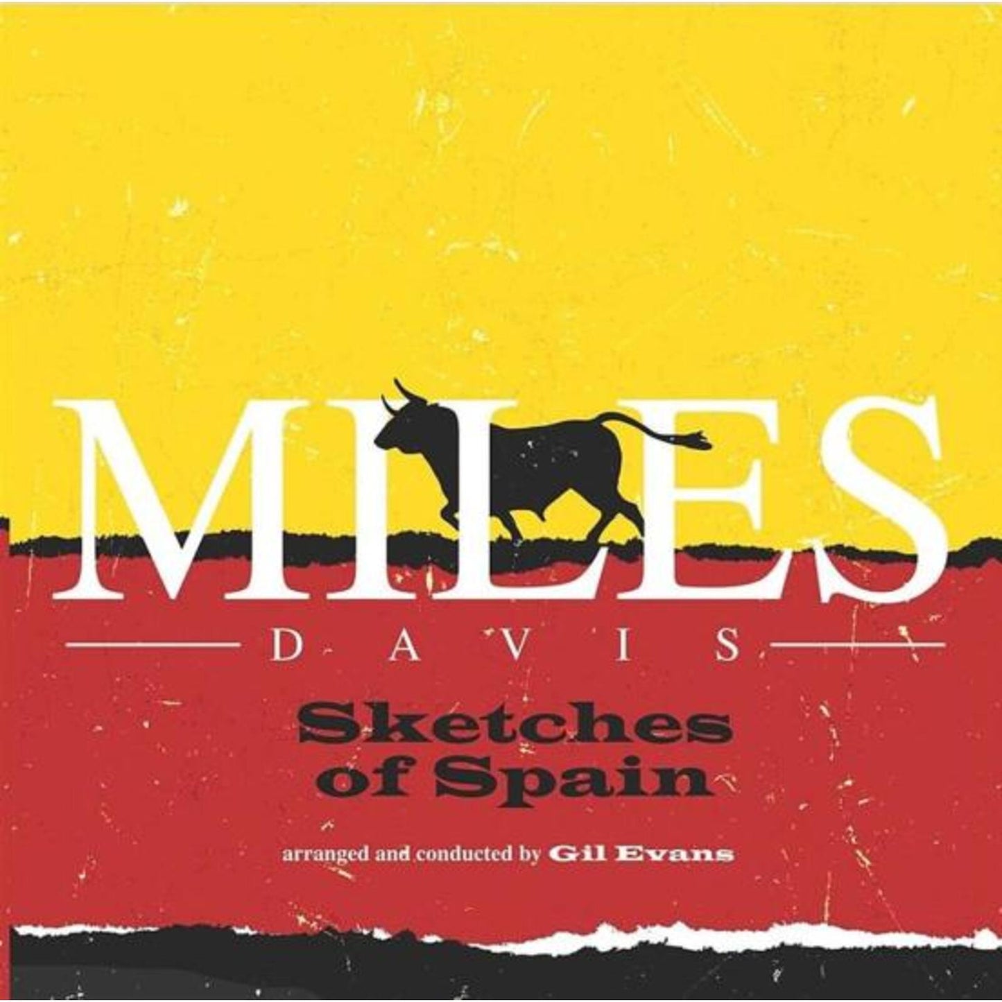 Album cover for Miles Davis Sketches of Spain featuring a bull silhouette on yellow background.