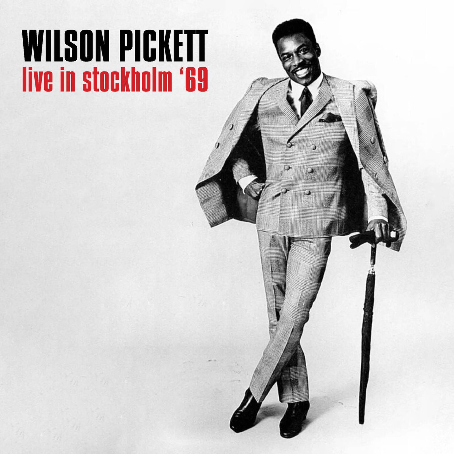 Black and white album cover of Wilson Pickett in a patterned suit.