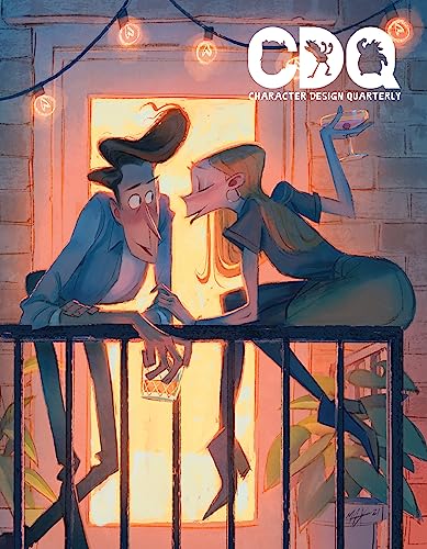Illustration of a couple on a balcony, magazine cover for Character Design Quarterly.