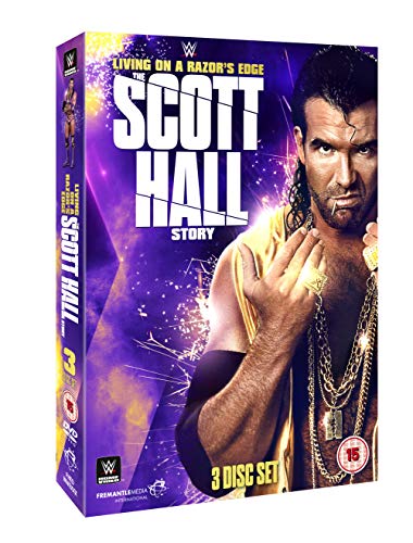 DVD cover for “Scott Hall - Living on a Razor,” featuring a wrestler.