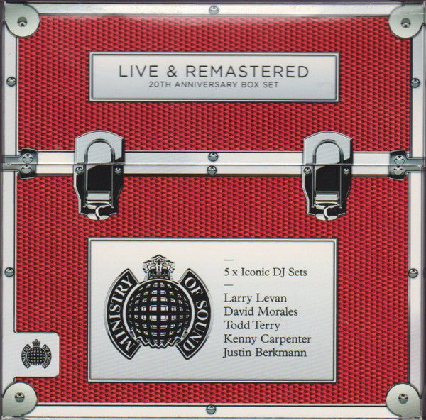 Red textured box set with silver clasps, Ministry of Sound logo.