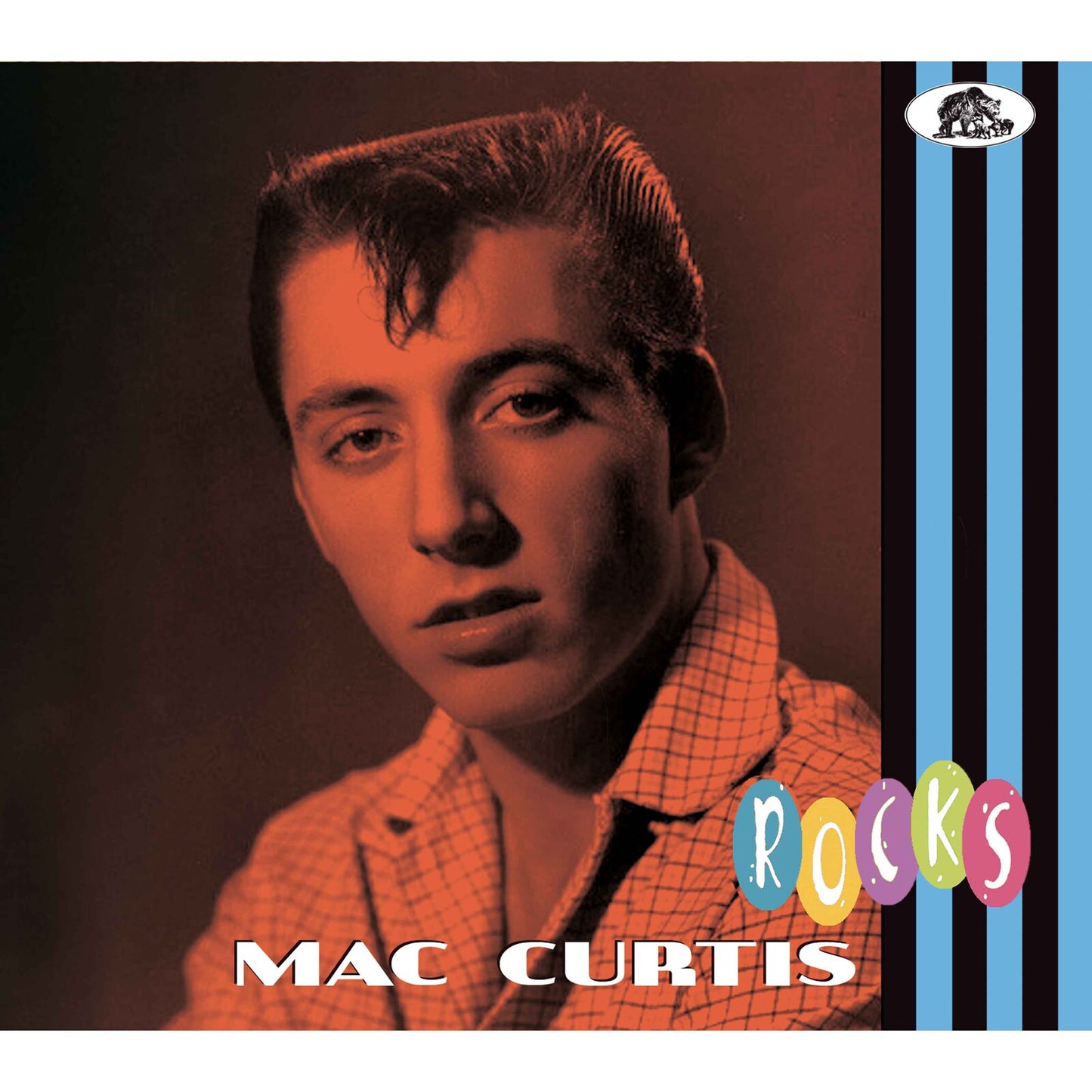 CD cover featuring a portrait of Mac Curtis, with blue and green stripes.