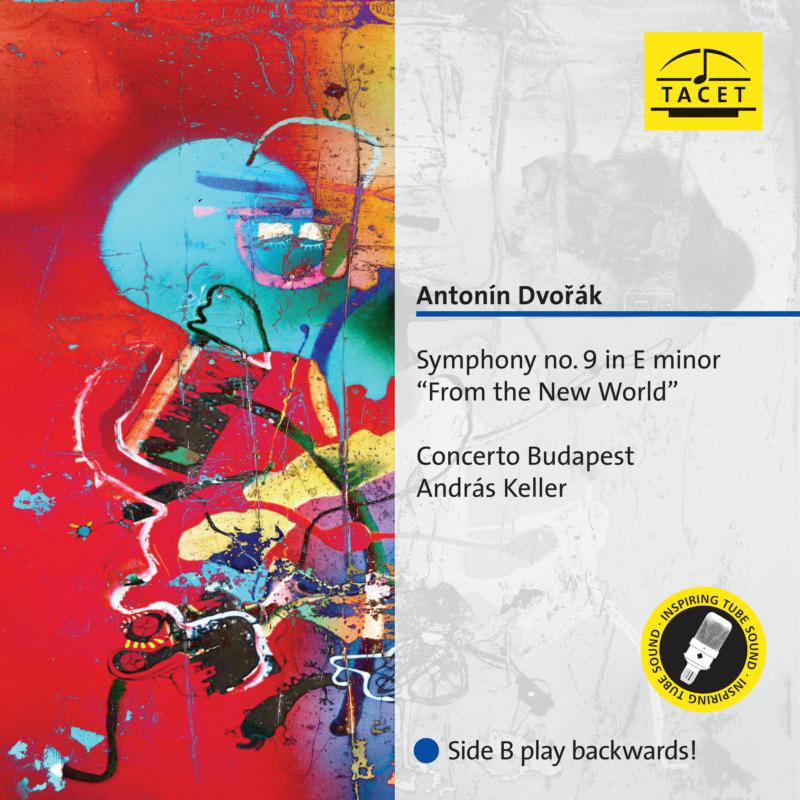 Vinyl record cover: abstract red and blue painting, Dvorak’s Symphony No. 9.