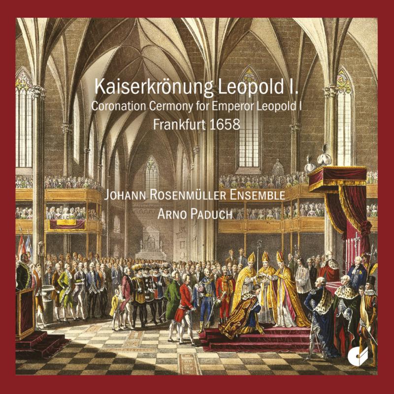 CD cover depicting a 17th-century coronation ceremony inside a cathedral.