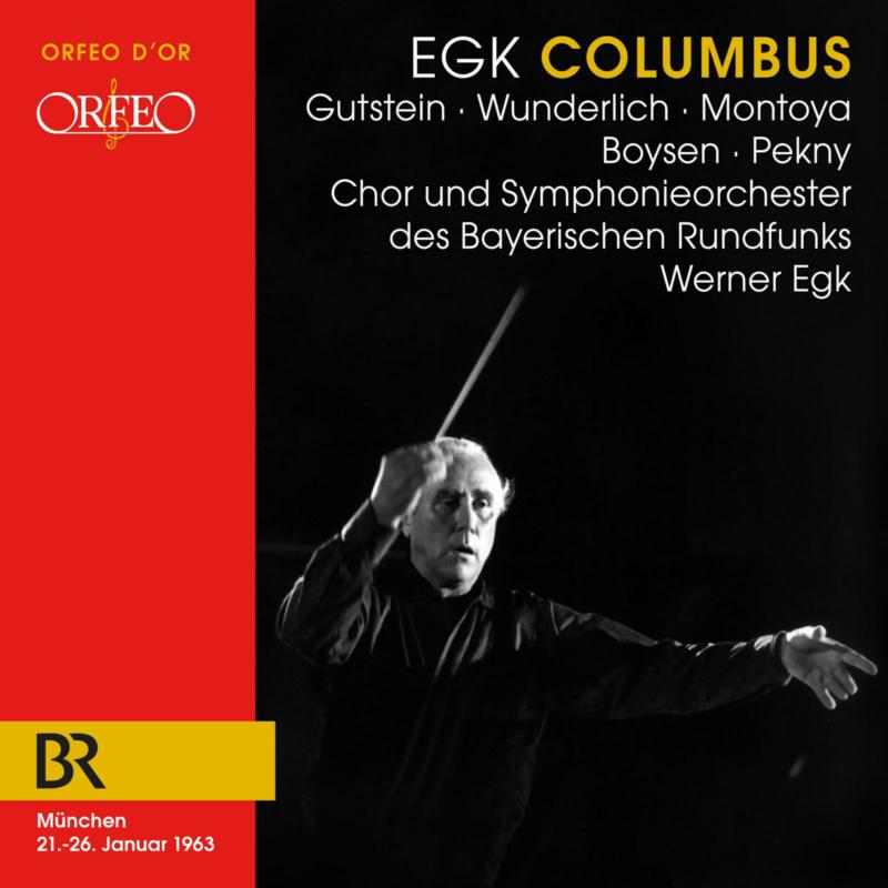CD cover for "Egk Columbus" featuring a conductor in black and white.