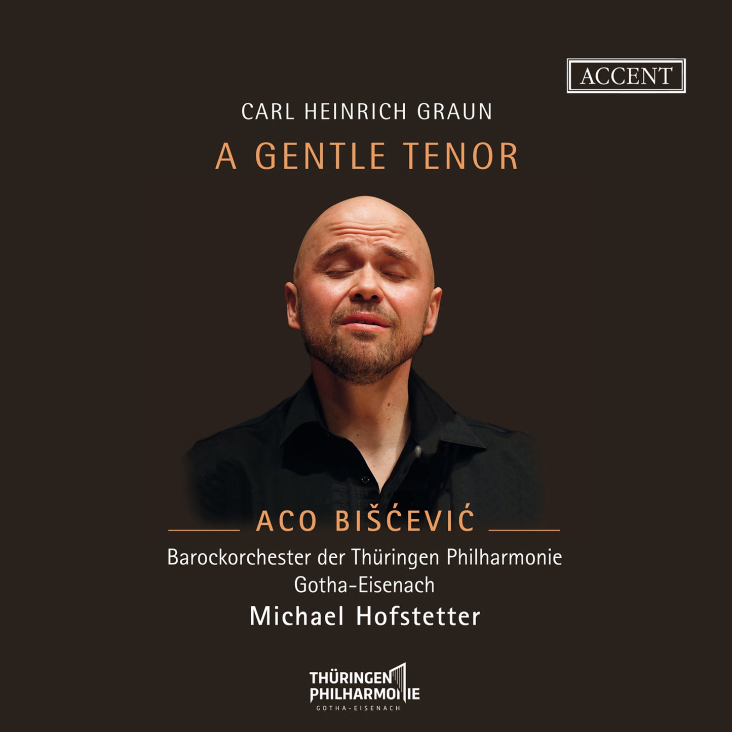 CD cover: portrait of a man with eyes closed, dark background.