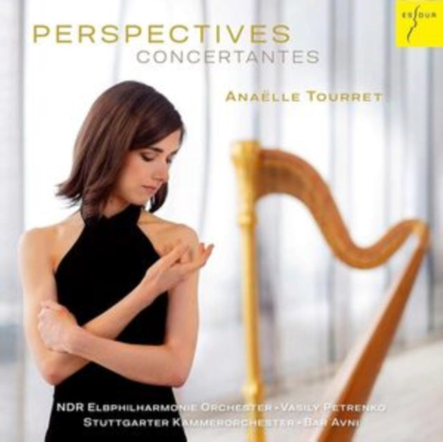 CD cover featuring Anaëlle Tourret with a harp, titled “Perspectives Concertantes.”