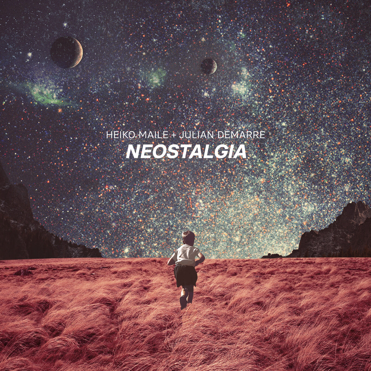 Album cover: child viewed from behind under a starry sky.