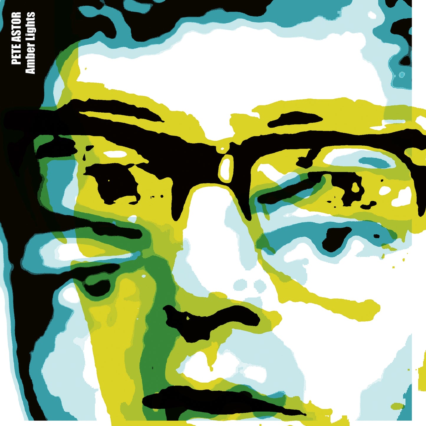 Pop art portrait of a man with amber and green highlights.