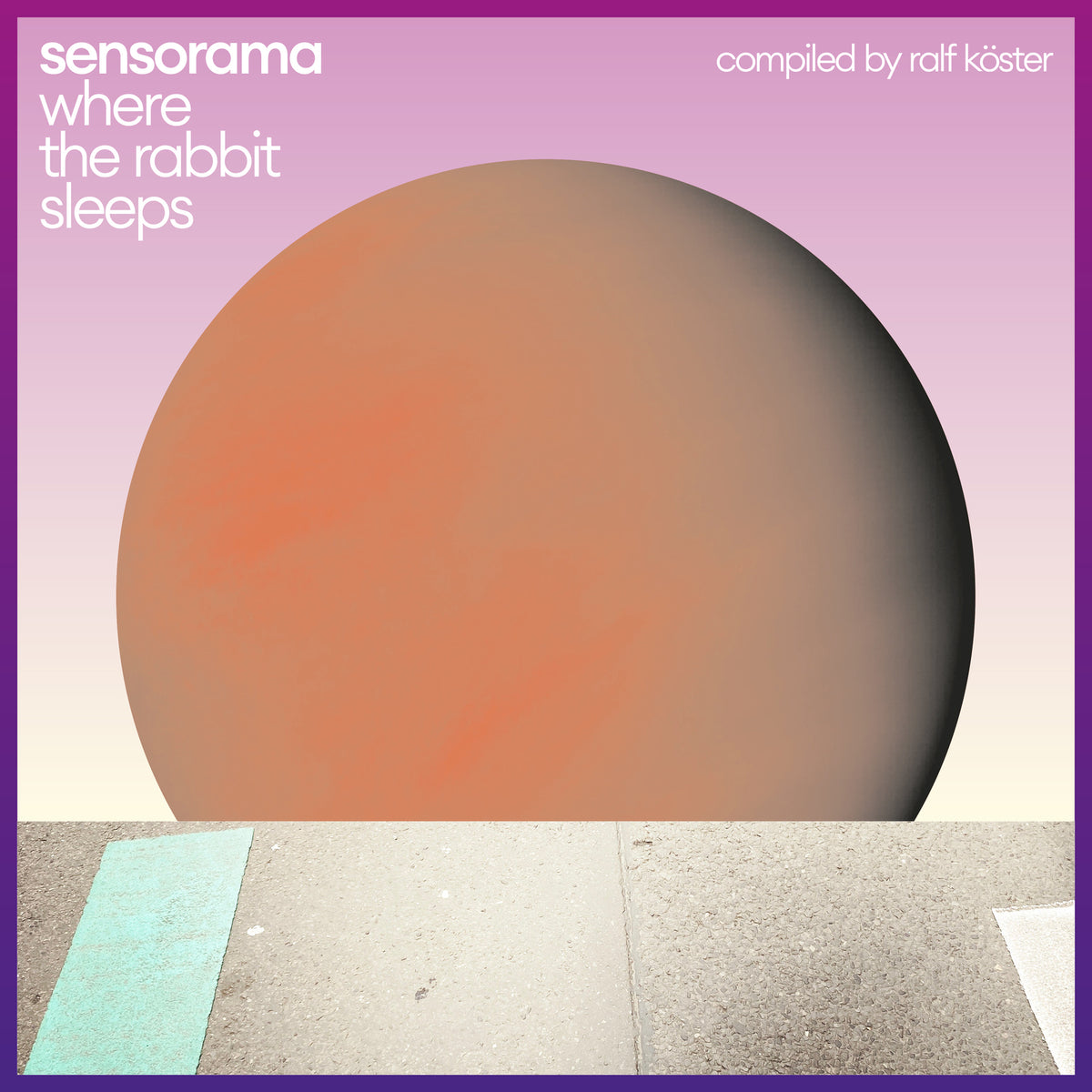 Vinyl record cover: purple background, large orange circle, concrete base.
