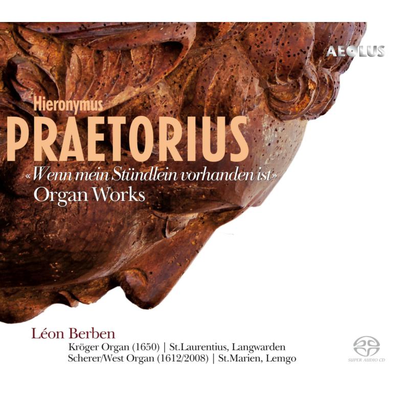 CD cover for Hieronymus Praetorius organ works featuring a sculpted face.