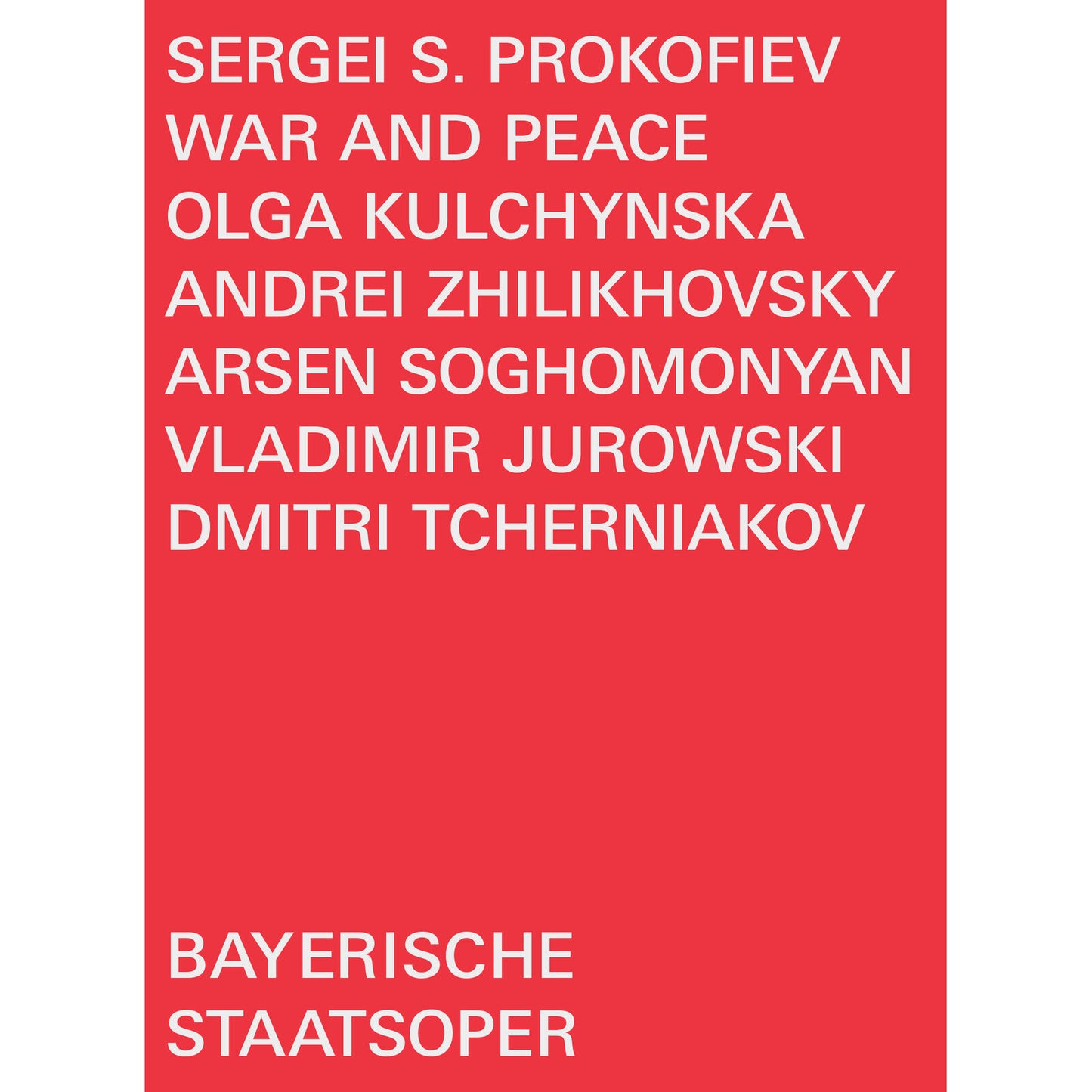 Red DVD cover for Prokofiev's "War and Peace" with cast names.