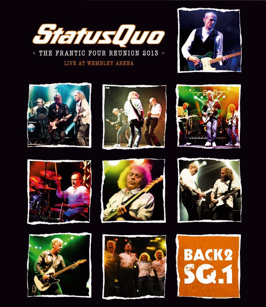 Status Quo live album cover with band photos and concert lighting.