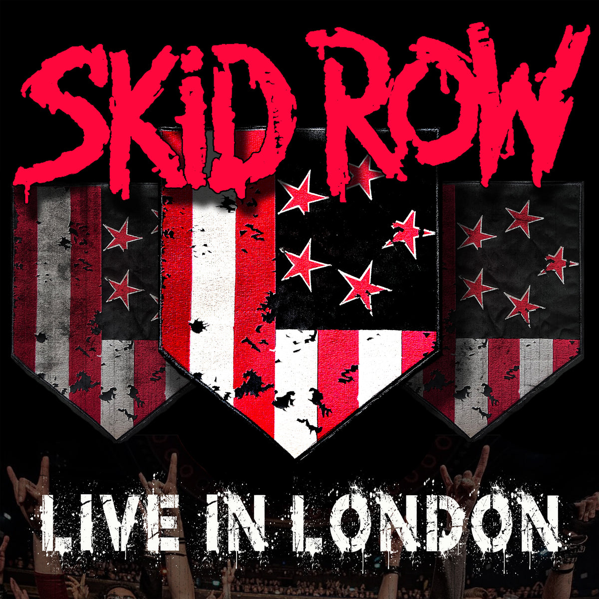 Skid Row "Live In London" vinyl album cover with stars and stripes.