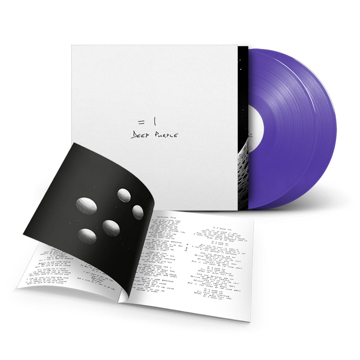 Deep Purple’s "=1" purple vinyl record with gatefold sleeve and lyric booklet.