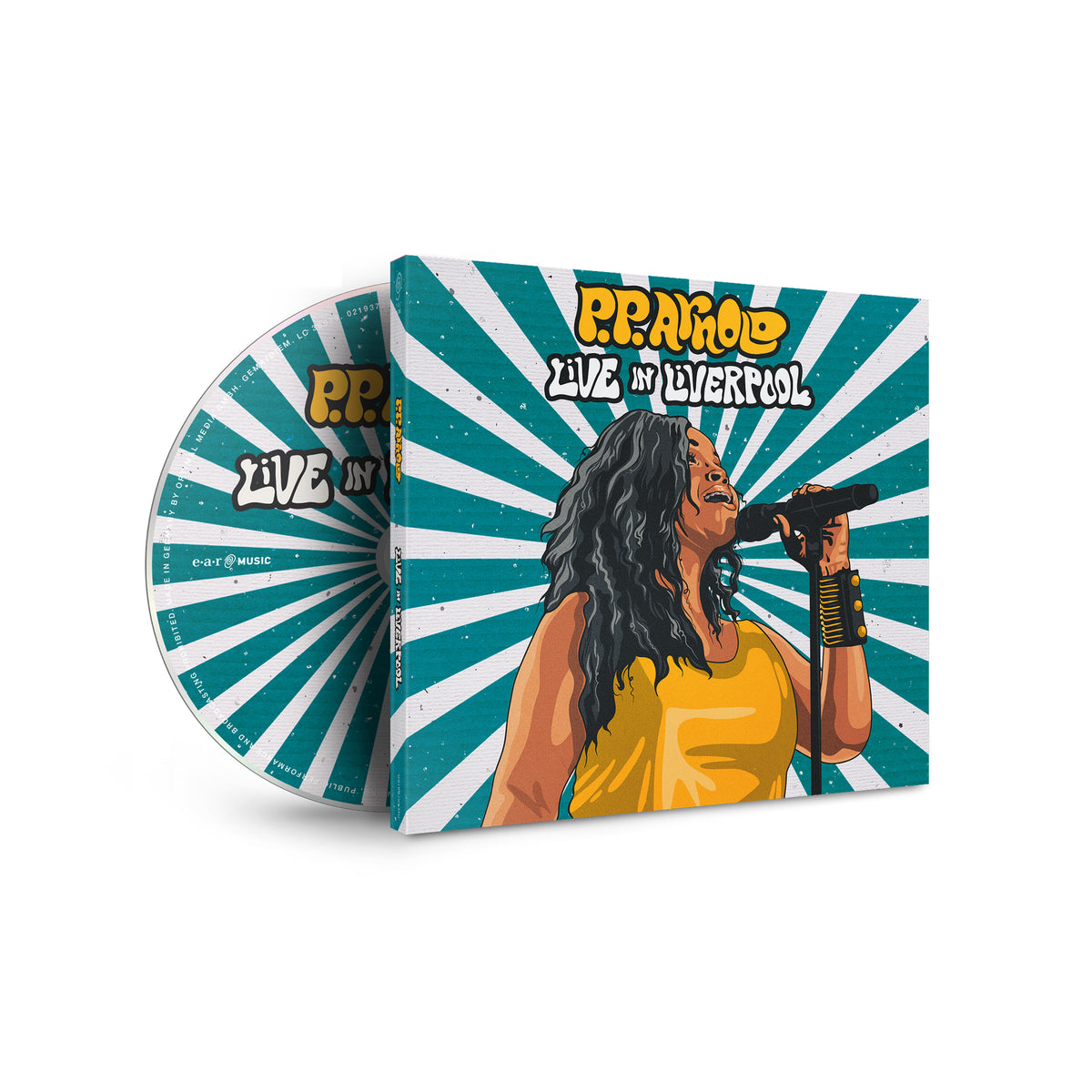 CD case for P.P. Arnold’s “Live In Liverpool” with illustrated cover art.