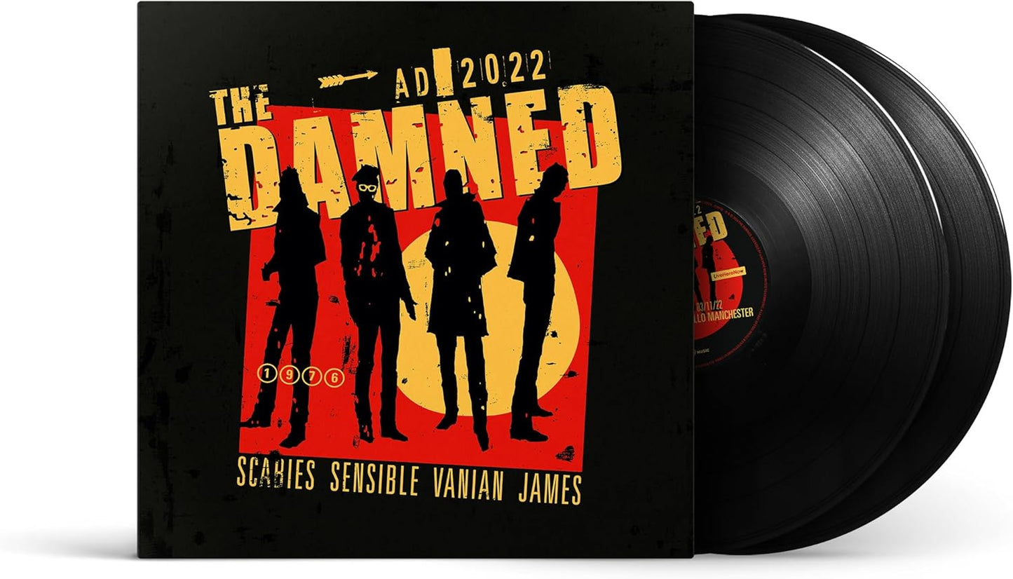 The Damned AD 2022 live album vinyl record with band silhouette.