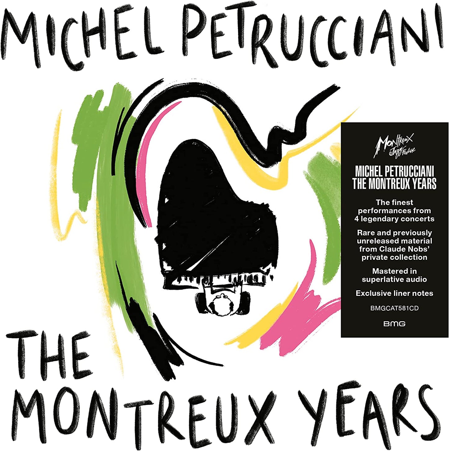CD cover for Michel Petrucciani's “The Montreux Years” with abstract art.