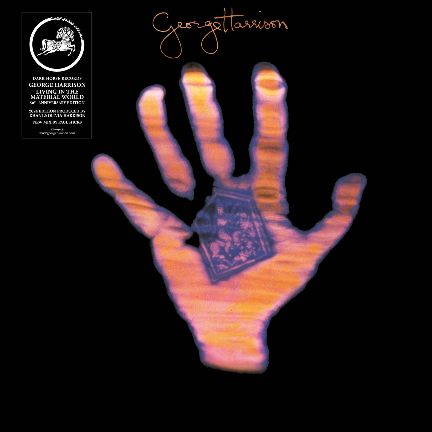 George Harrison “Living in the Material World” vinyl record cover art.