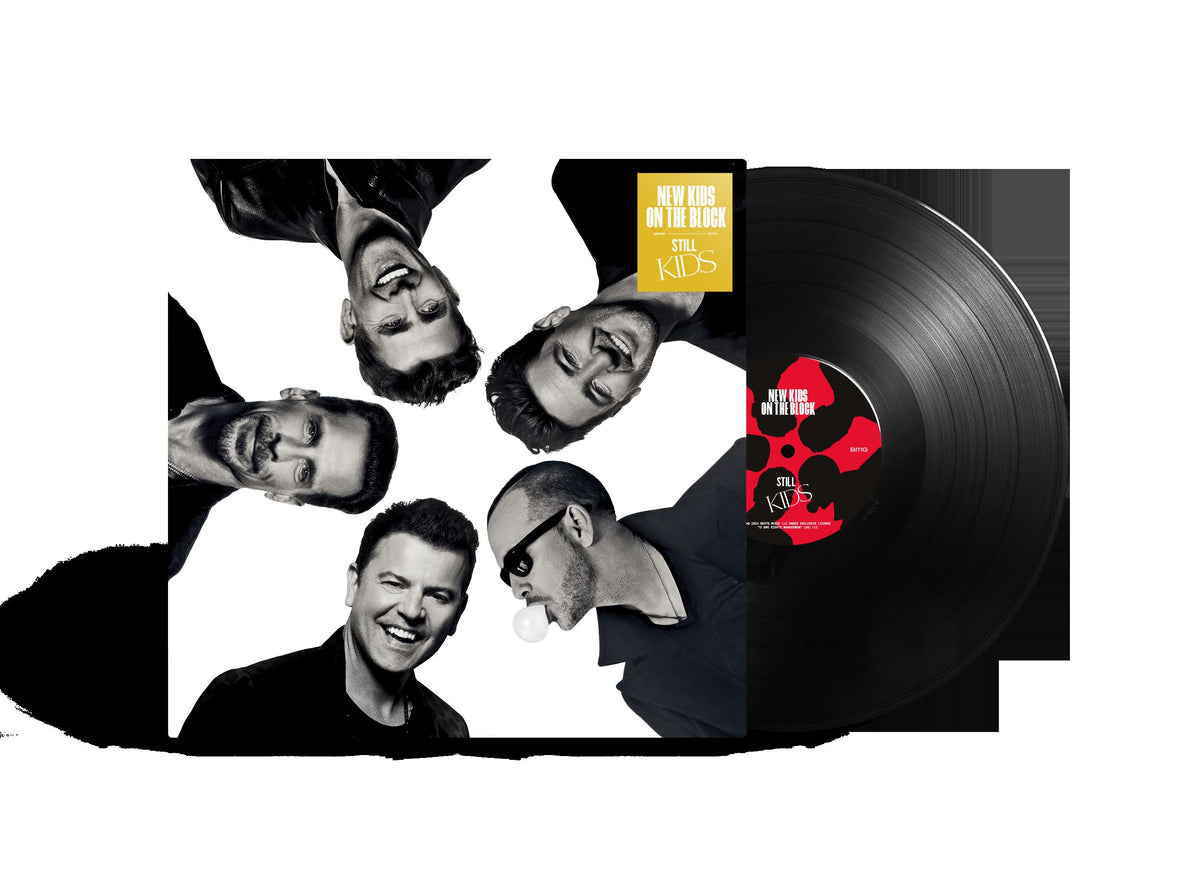 New Kids on the Block "Still Kids" vinyl record with band photo.