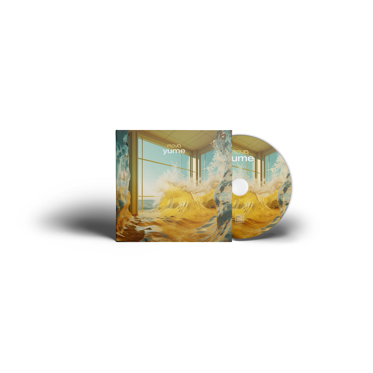 CD case with a wave scene in shades of blue and gold.