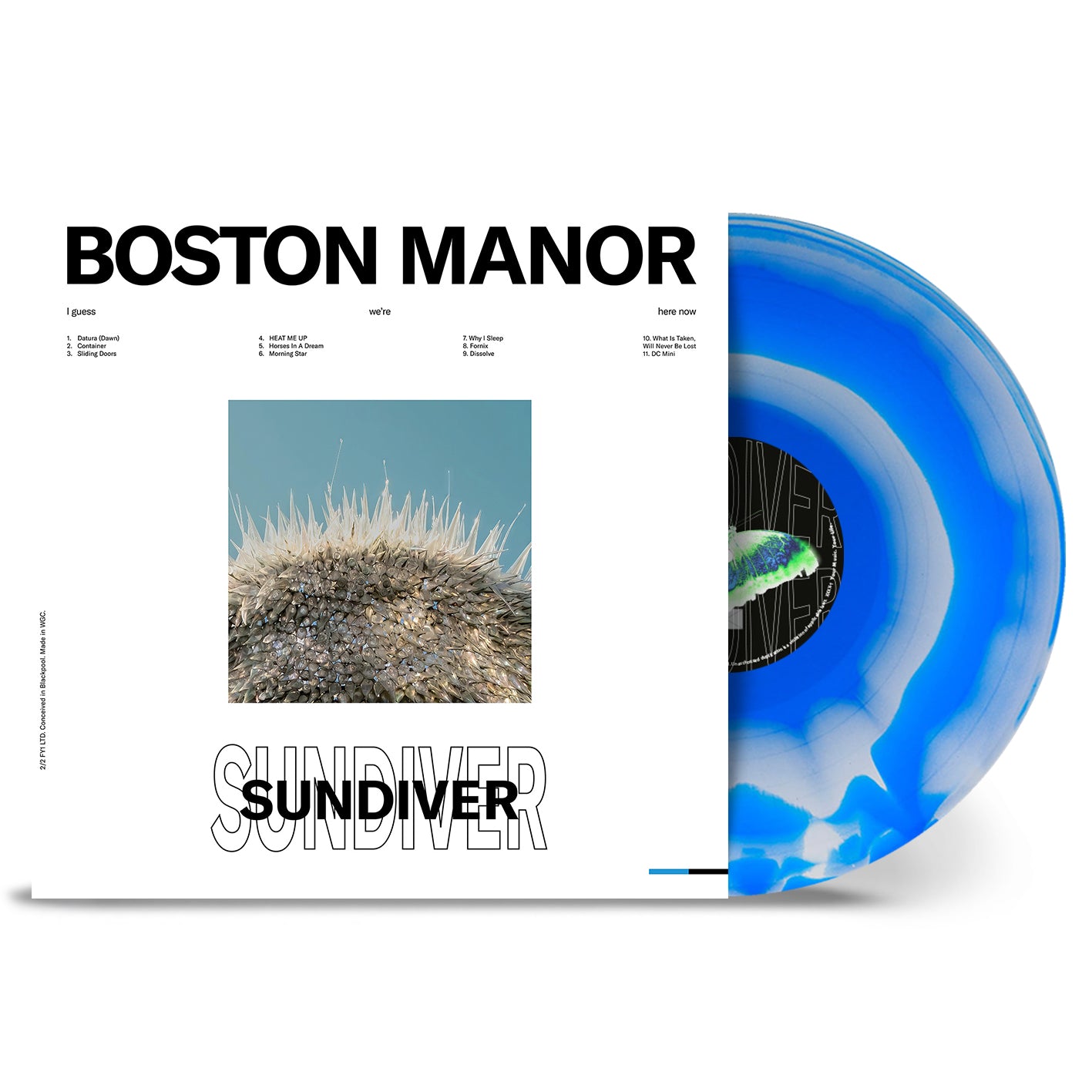 Boston Manor’s “Sundriver” vinyl record with a cloudy, textured center.