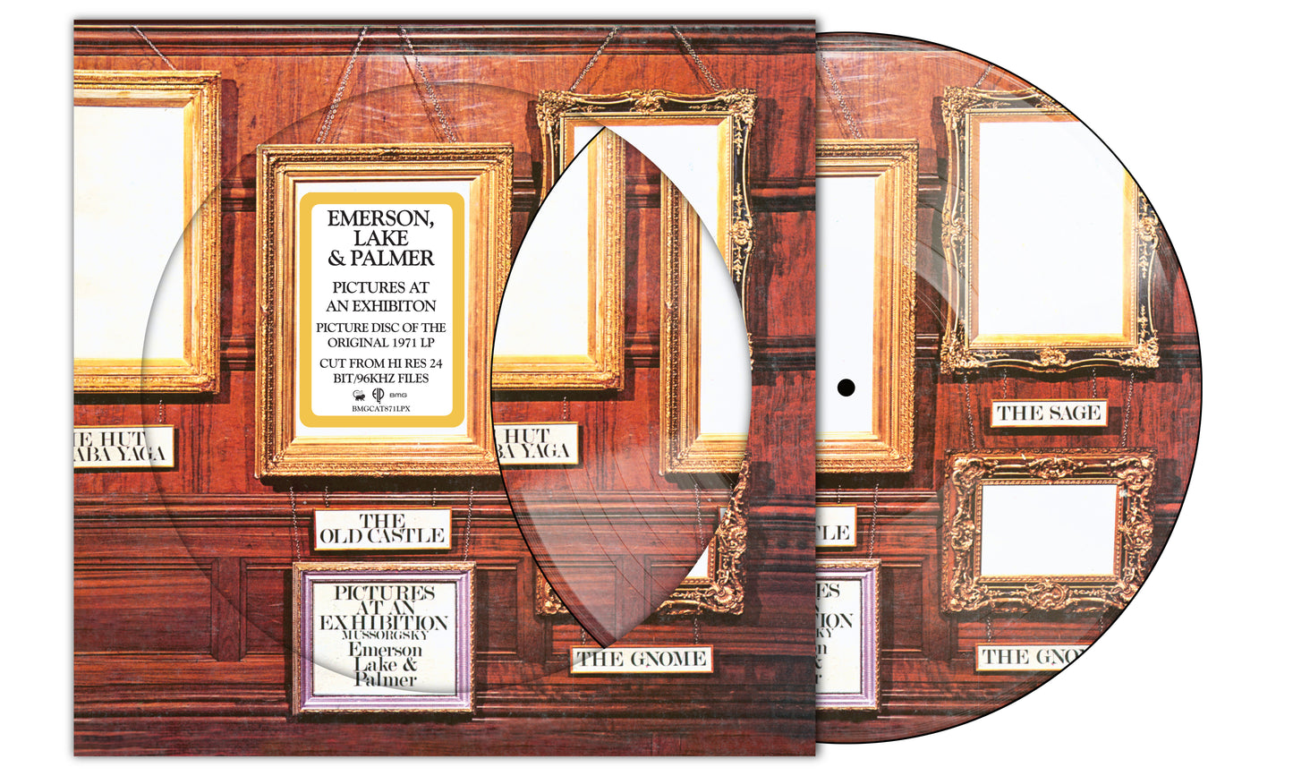 Emerson, Lake & Palmer vinyl record with ornate framed artwork design.