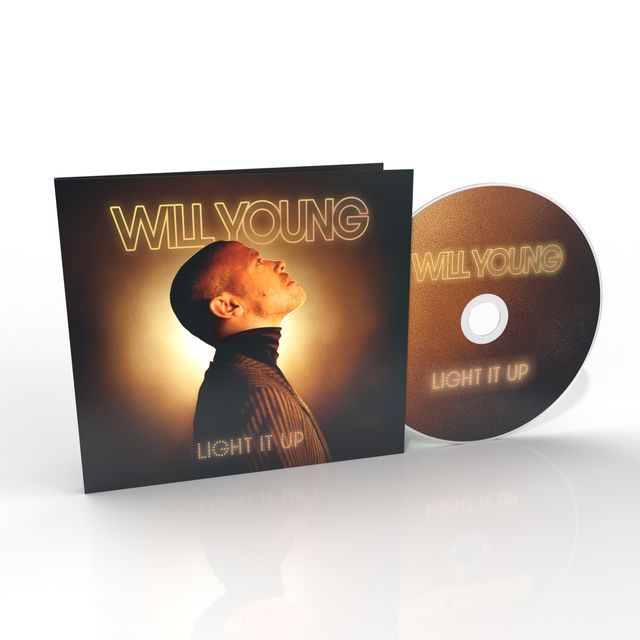 Will Young’s “Light It Up” CD case and disc with portrait.